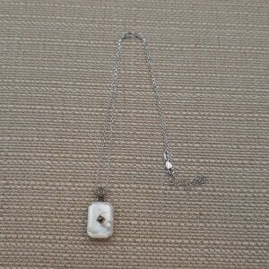 16+2 Inch Sterling Silver Mother Of Pearl And Marcasite's Necklace A1587